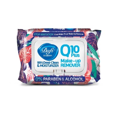 دستمال مرطوب پاک‌کن آرایش مدل Q10 طرح گل ۳ دافی بسته 50 عددی