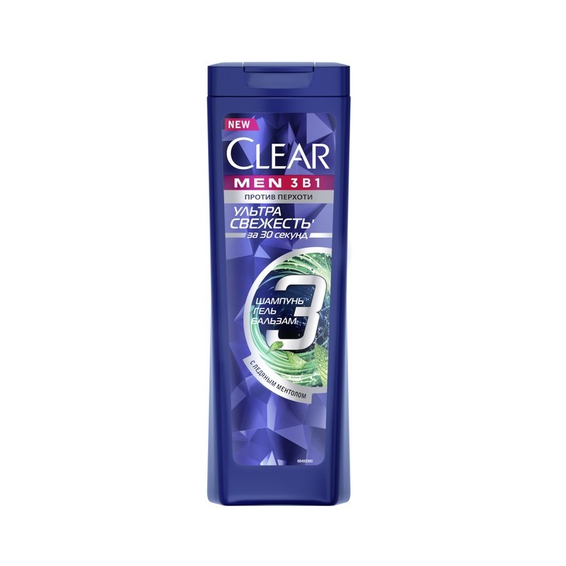 شامپو مو سه‌در‌یک مردانه مدل Ultra Freshness (نعنایی) کلیر 400 میل