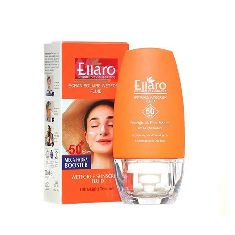 کرم ضدآفتاب فلوئید مدل Mega Hydra Booster SPF+50 بی رنگ الارو 50 میل