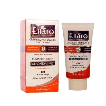 کرم ضد آفتاب SPF25 کرم پودری مناسب انواع پوست ها بژ طبیعی الارو 40 میل