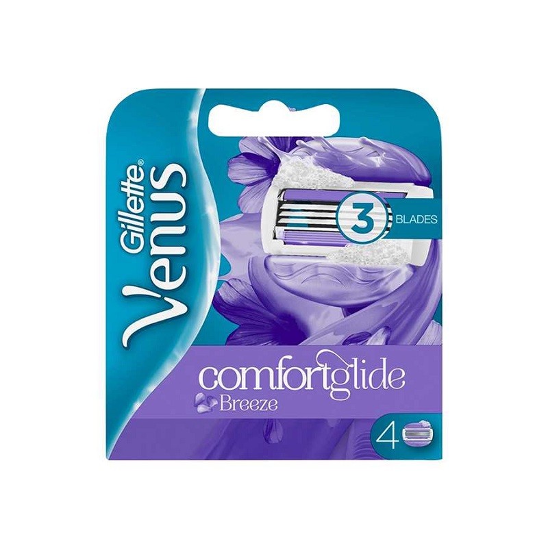 تیغ یدک زنانه 3 لبه ونوس ژیلت مدل Comfortglide Breeze بسته 4 عددی