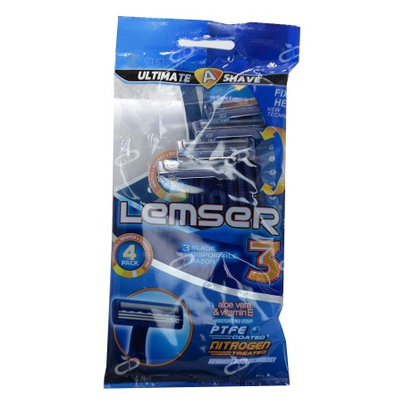 خودتراش لمسر یکبارمصرف 3 لبه مدل Blue بسته 4 عددی