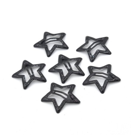 گیره مو تق تقی طرح ستاره رنگ مشکی بسته 6 عددی