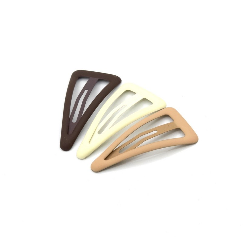 گیره مو تق تقی فلزی طرح مثلث طیف رنگ نود بسته 3 عددی