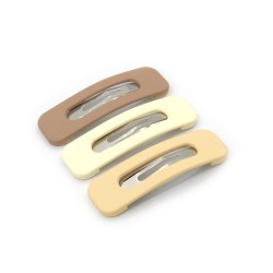گیره مو تق تقی طرح مستطیل توخالی طیف رنگ نود بسته 3 عددی