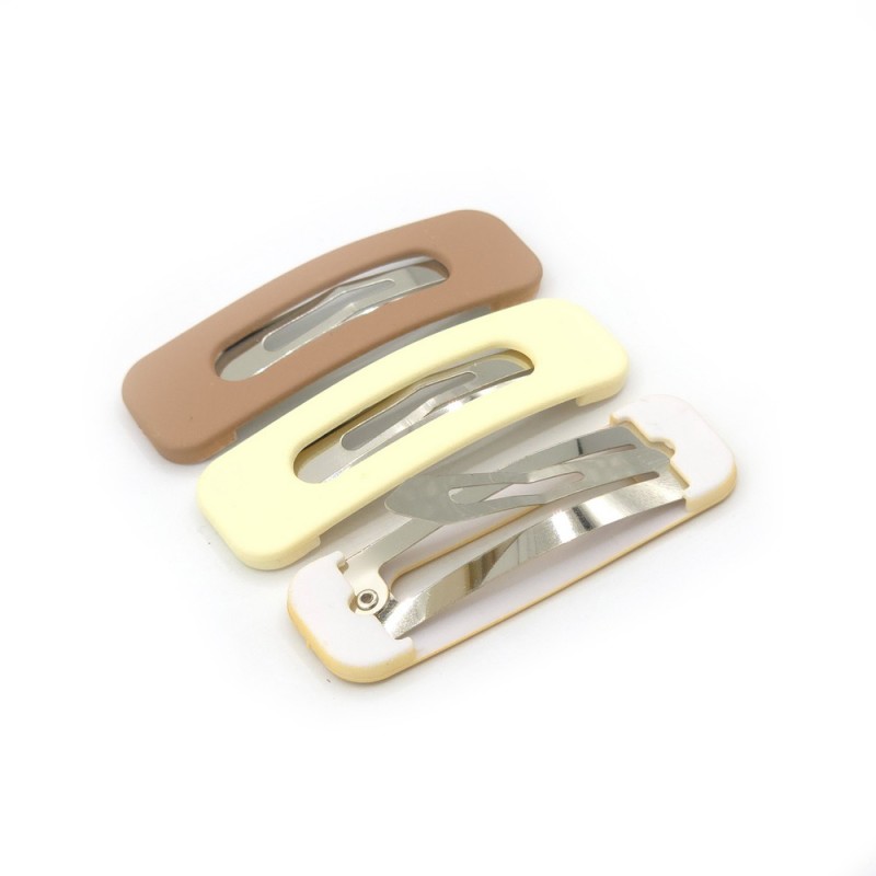 گیره مو تق تقی طرح مستطیل توخالی طیف رنگ نود بسته 3 عددی