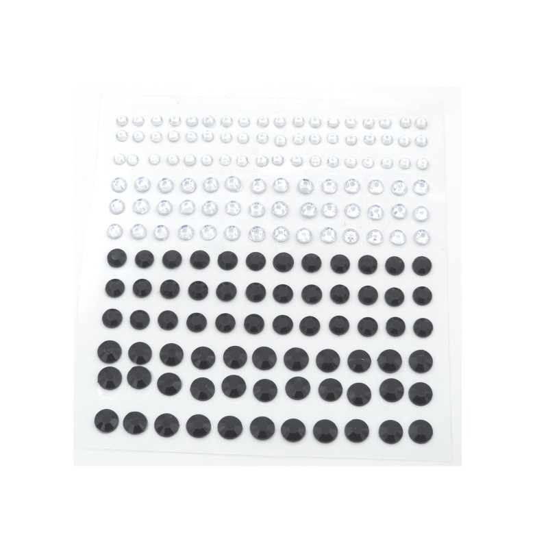 نگین صورت و مو طرح نگین سفید و سیاه بسته 100 عددی