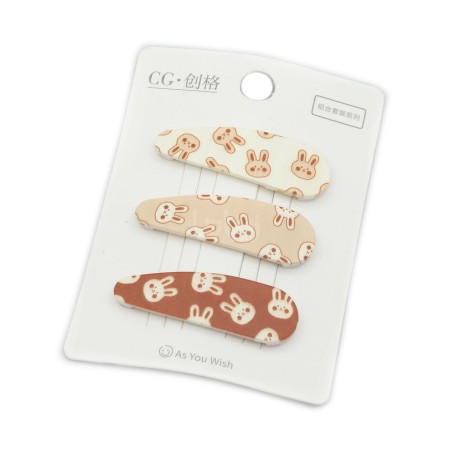 گیره مو تق تقی طرح خرگوش بسته 3 عددی