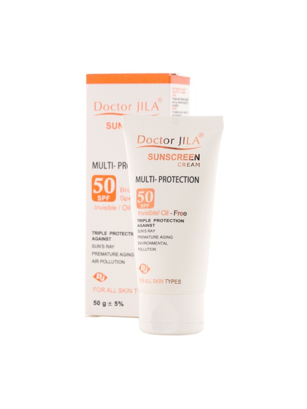 کرم ضد آفتاب دکتر ژیلا SPF50 بی رنگ مدل مولتی پروتکشن حجم 50 میل