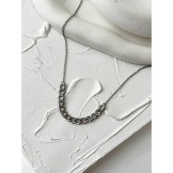 گردنبند زنانه طرح کارتیر و زنجیر - رنگ نقره ای