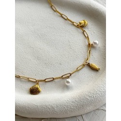 گردنبند زنانه مدل ماهی مروارید صدف