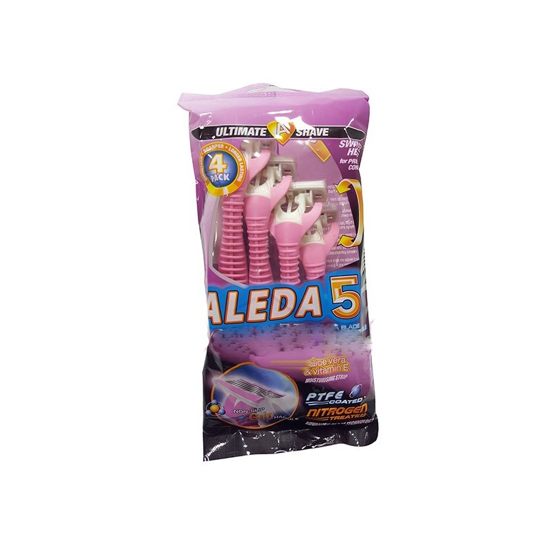 خودتراش 5 لبه صورتی آلدا Aleda بسته 4 عددی