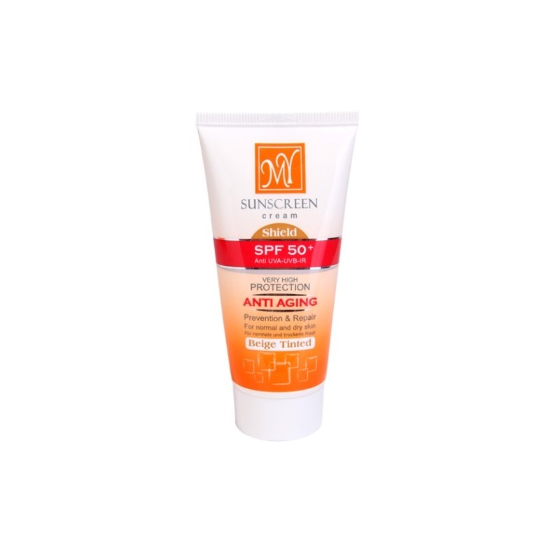 کرم ضد آفتاب +SPF50 ضد چروک شیلد رنگ بژ (پررنگ) مای 50 میل