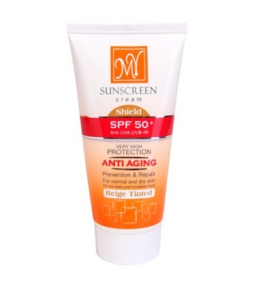 کرم ضد آفتاب +SPF50 ضد چروک شیلد رنگ بژ (پررنگ) مای 50 میل