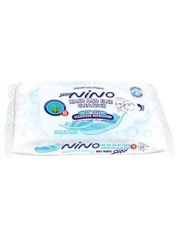 دستمال مرطوب پاک کننده دست و صورت نینو بسته 10 عددی