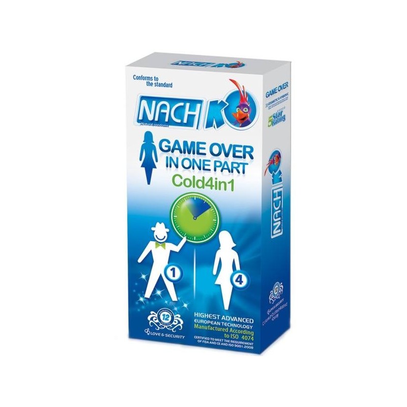 کاندوم تحریک کننده بانوان سرد مدل Game Over In One Part Cold 4 in 1 کدکس بسته 12 عددی