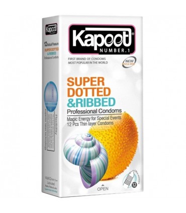 کاندوم مدل Super Dotted And Ribbed کاپوت بسته 12 عددی