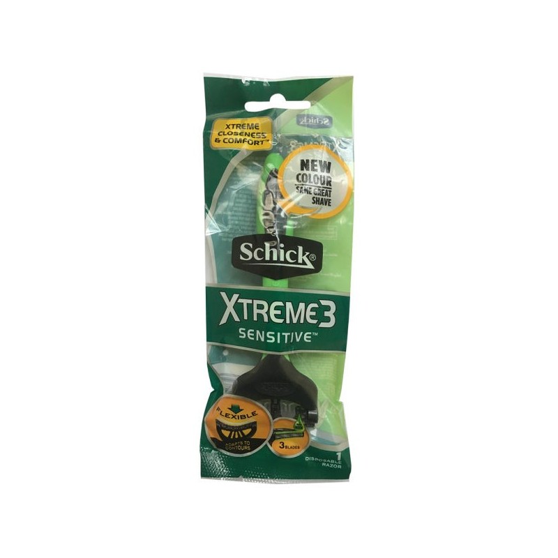 خودتراش مردانه 3 لبه مدل Xtreme Sensitive 3 سبز شیک بسته 1 عددی