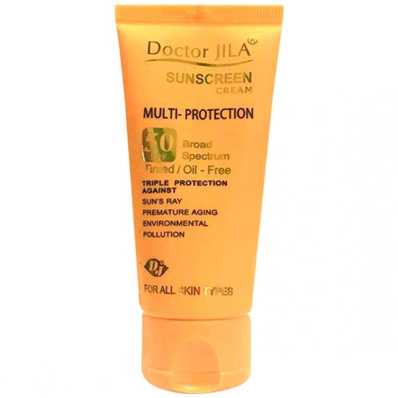 کرم ضد آفتاب SPF50 رنگی فاقد چربی مدل Multi Protection دکتر ژیلا 50 گرم