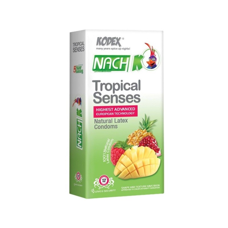 کاندوم میوه ای تنگ کننده مدل Tropical Senses کدکس بسته 12 عددی