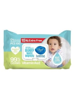 دستمال مرطوب کودک دافی بسته 100 عددی